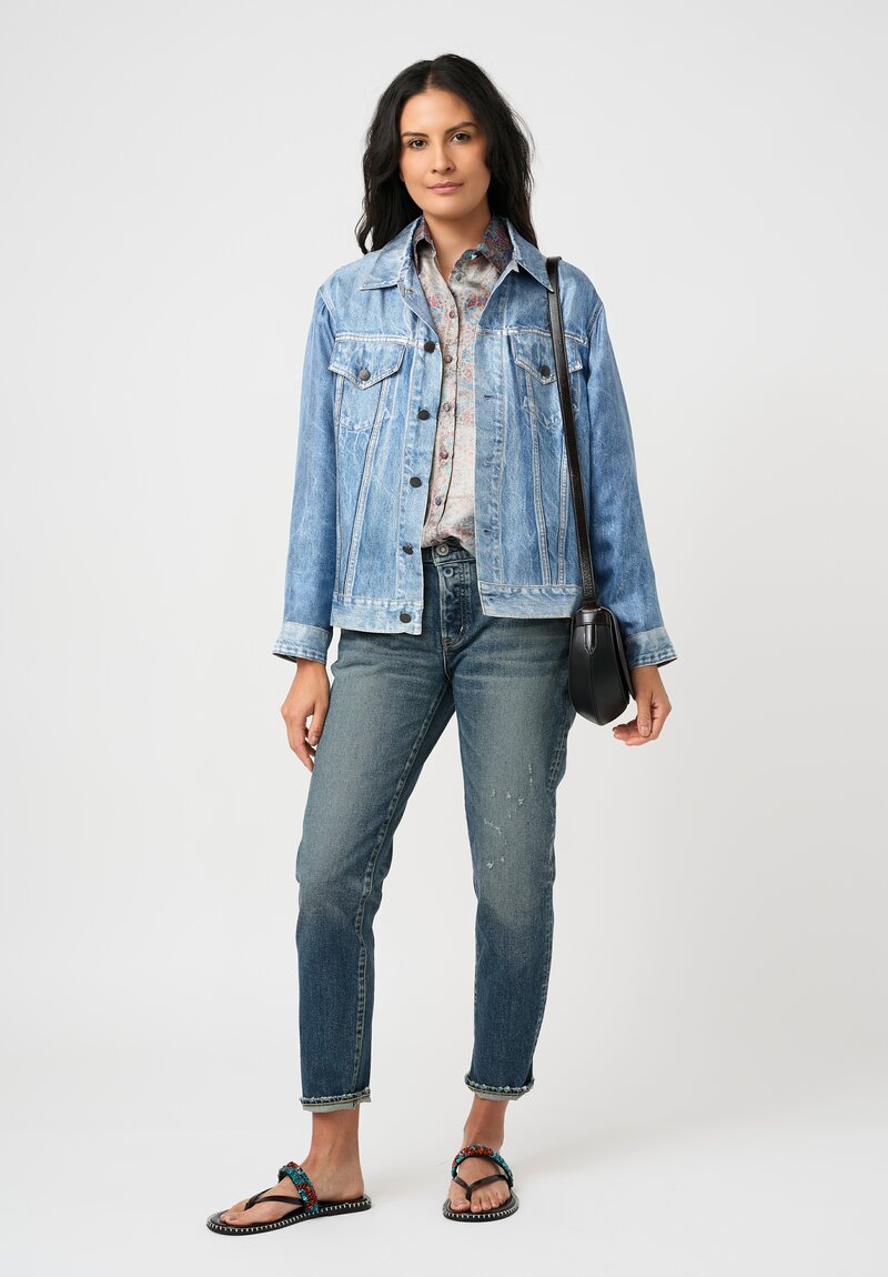 Pierre-Louis Mascia Silk Aloe Button Down Top