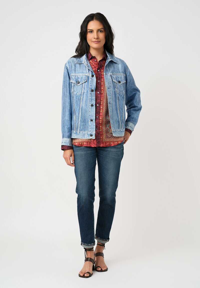 Pierre Louis Mascia Silk Aloqhi Faux Denim Jacket