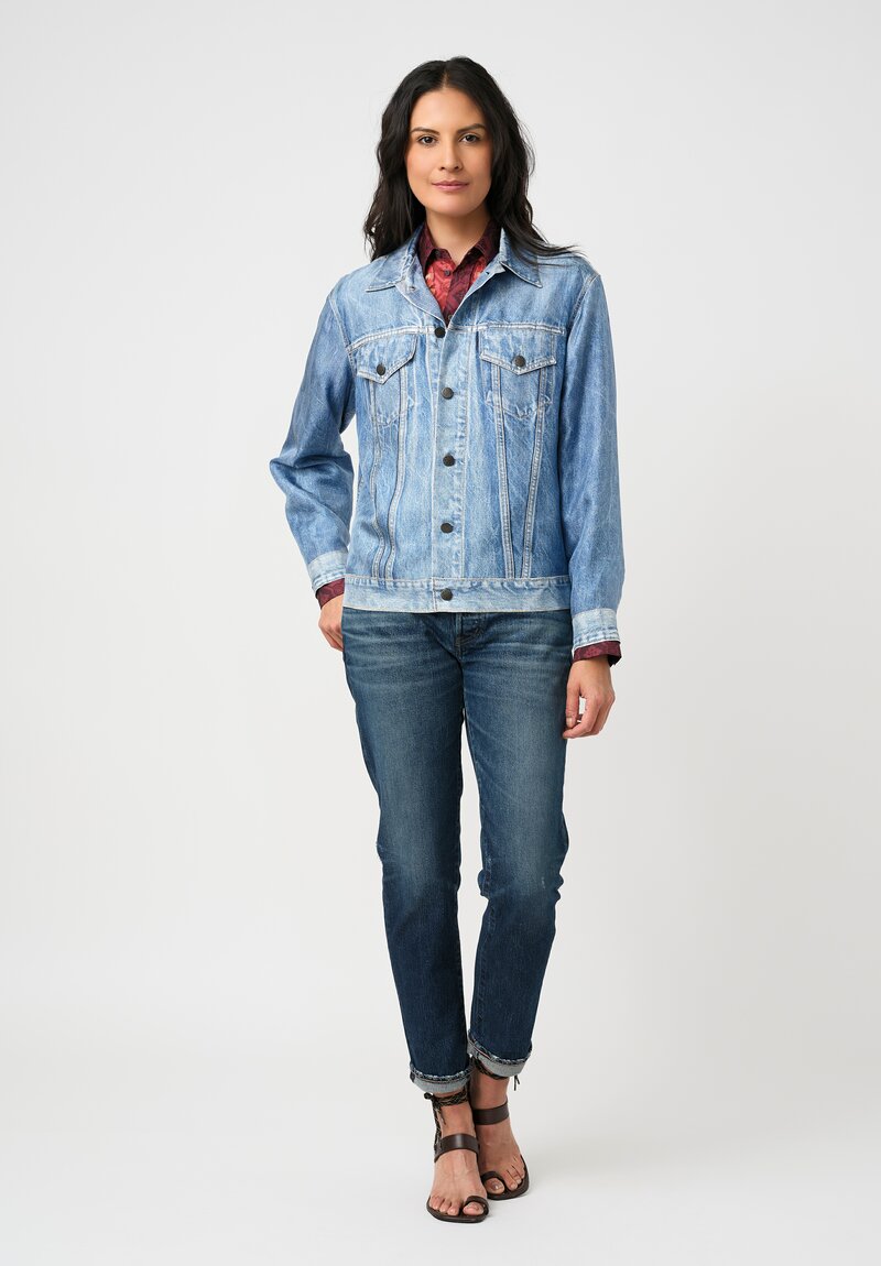 Pierre Louis Mascia Silk Aloqhi Faux Denim Jacket