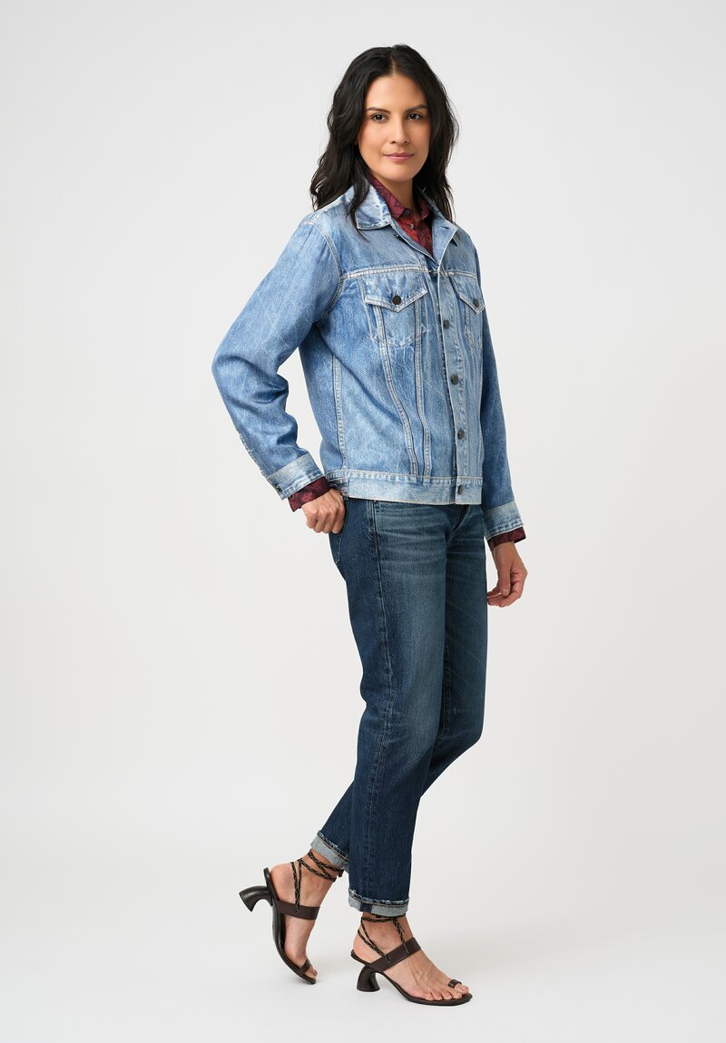 Pierre Louis Mascia Silk Aloqhi Faux Denim Jacket