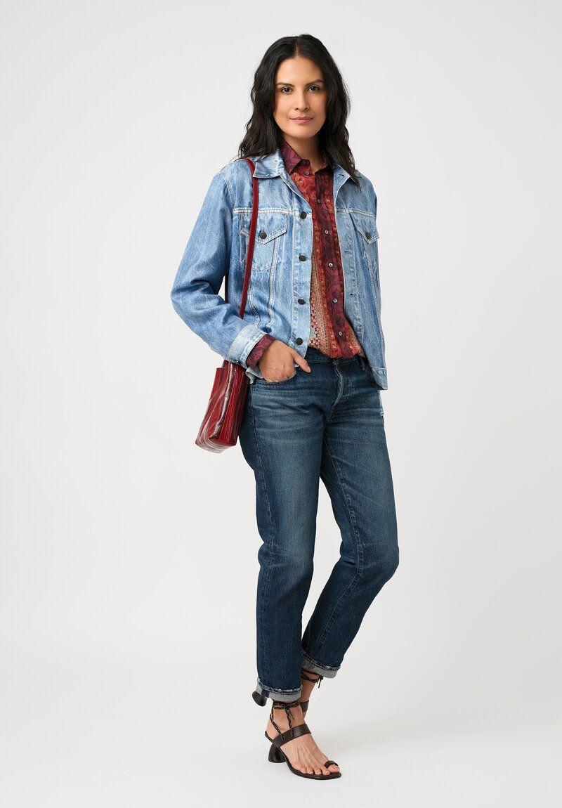 Pierre Louis Mascia Silk Aloqhi Faux Denim Jacket