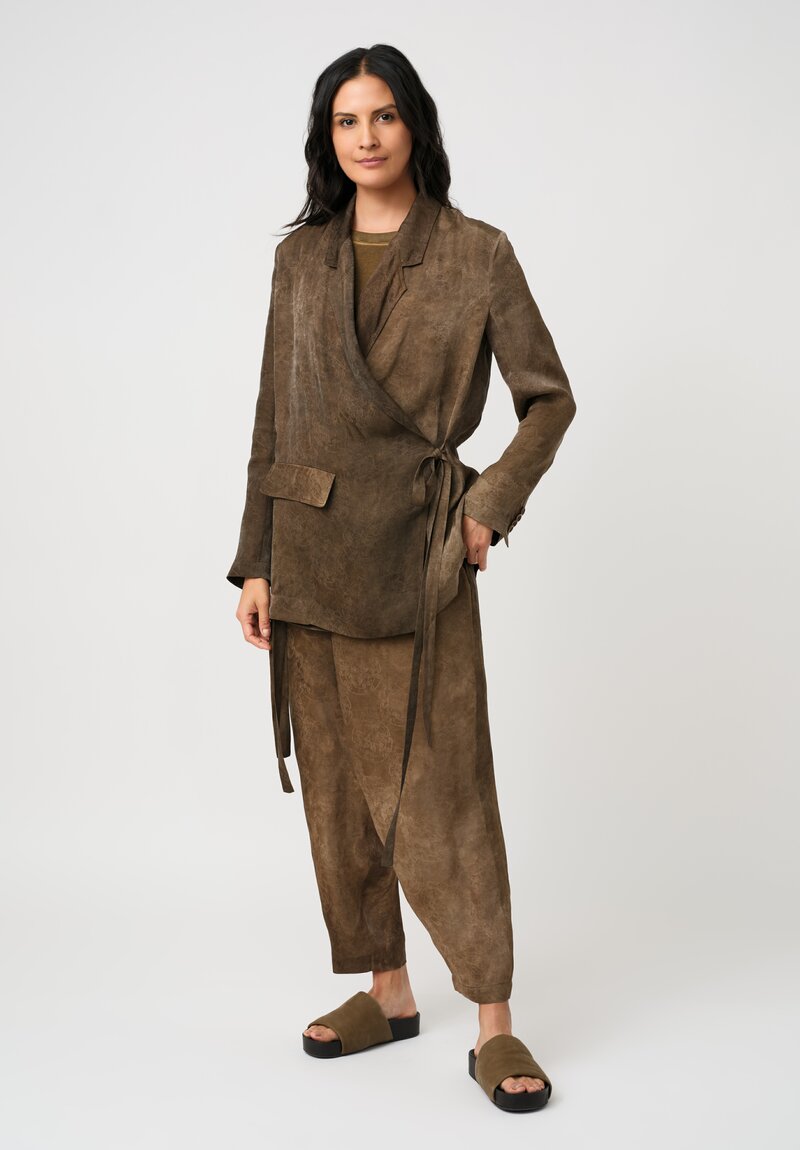 Uma Wang Floral Brocade Jacquard Khloe Jacket in Marbled Brown