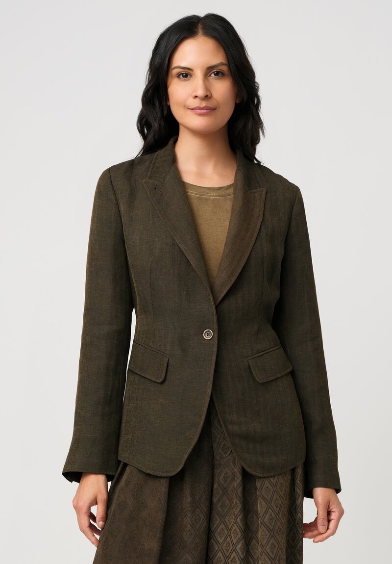 Uma Wang Linen Blend Striped Kylie Blazer