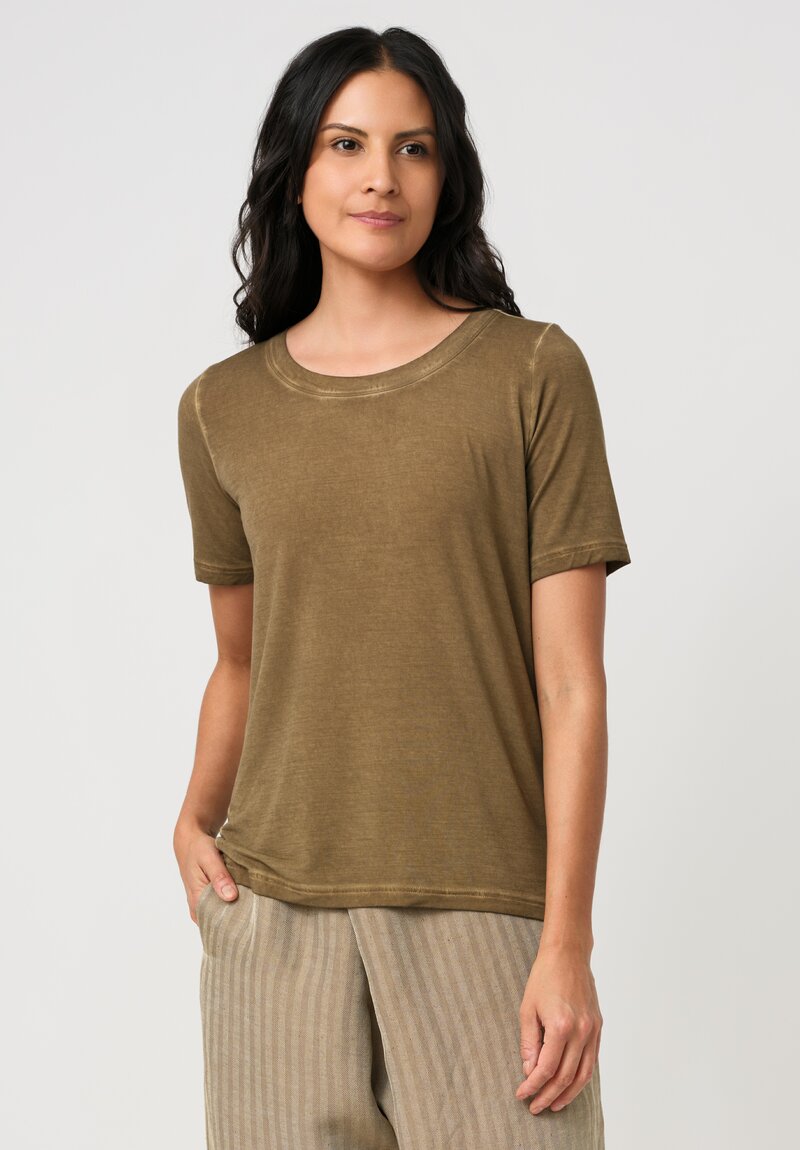 Uma Wang Jersey Knit Tir Tee in Tan Gold