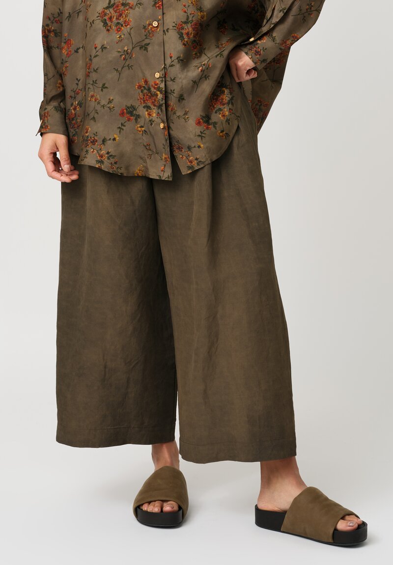 Uma Wang Linen Blend Poetic Pants in Dark Brown