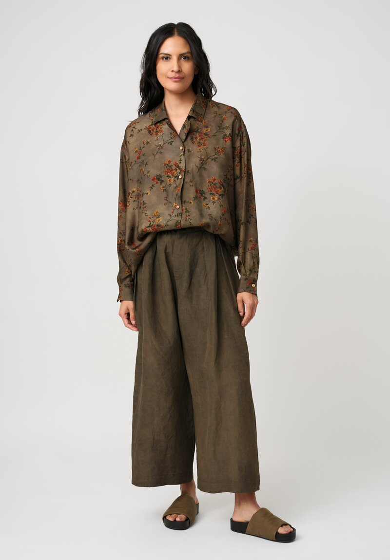 Uma Wang Linen Blend Poetic Pants in Dark Brown