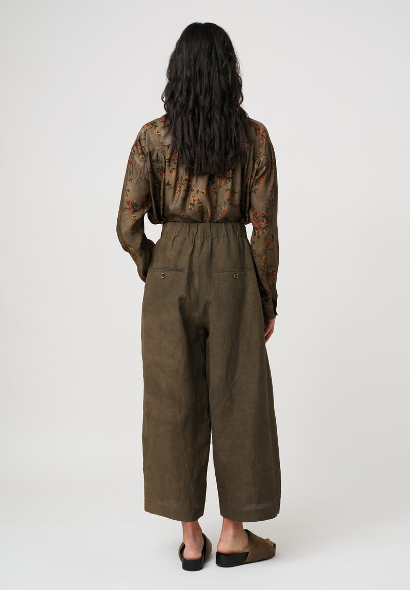 Uma Wang Linen Blend Poetic Pants in Dark Brown