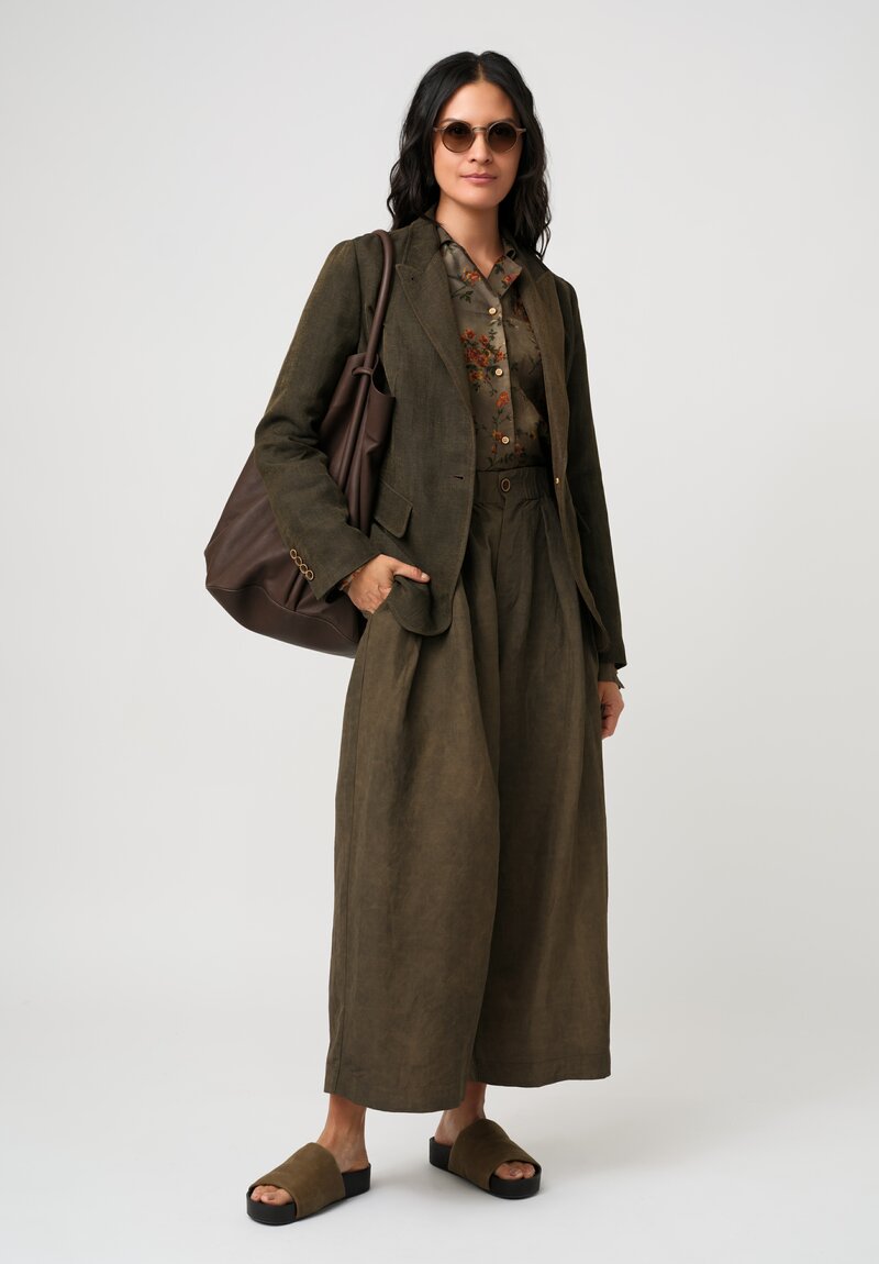 Uma Wang Linen Blend Poetic Pants in Dark Brown