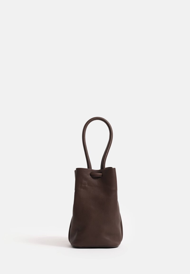 Uma Wang Lamb Leather Small Bucket Bag in Dark Brown