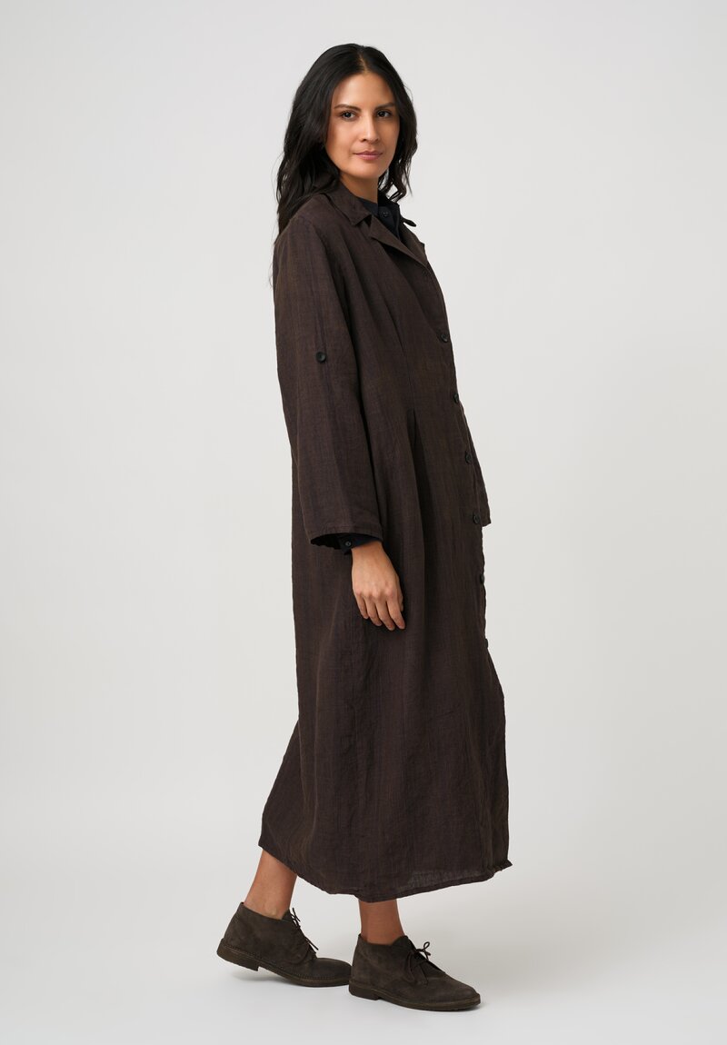 Biek Verstappen Linen Plaid Pleated Dress