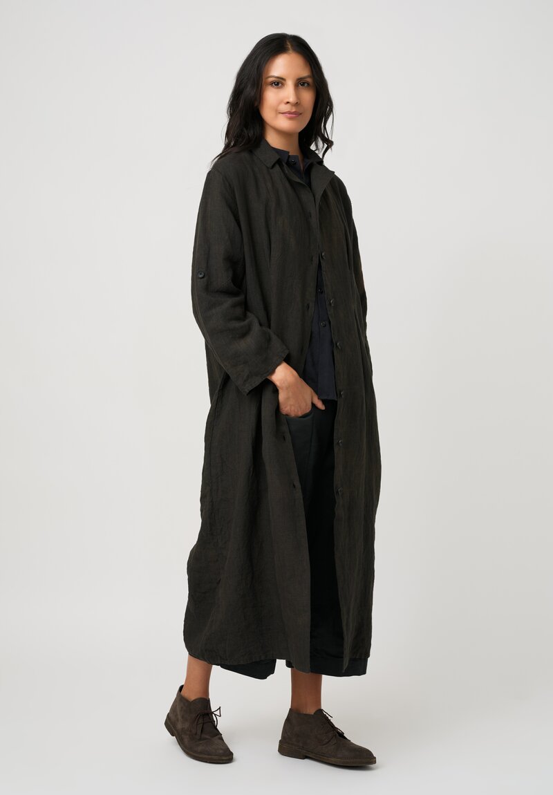 Biek Verstappen Linen Plaid Pleated Dress