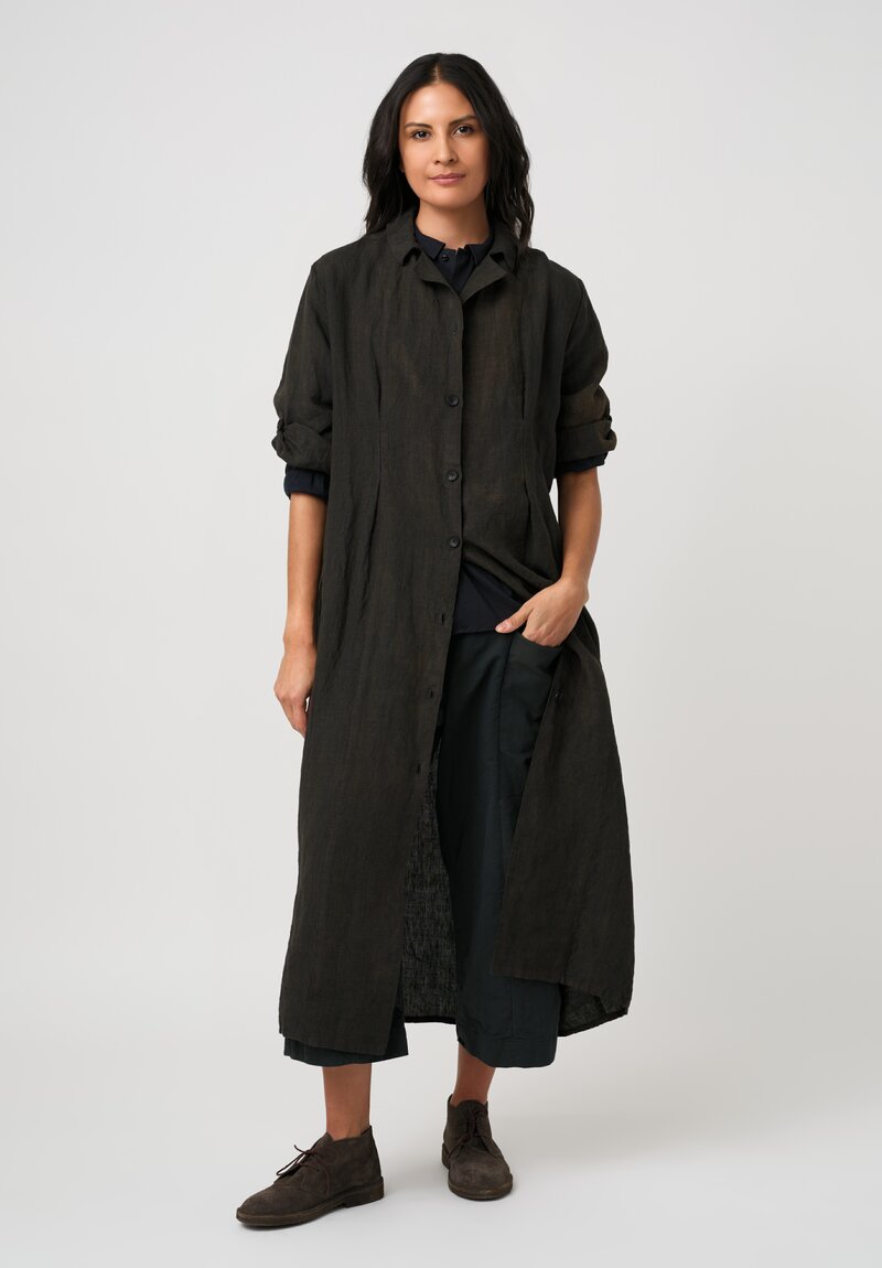 Biek Verstappen Linen Plaid Pleated Dress