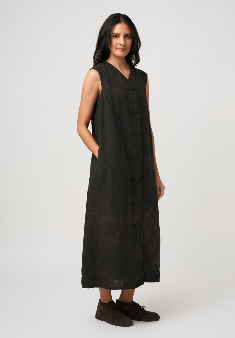 Biek Verstappen Linen Sleeveless Double-Breasted Dress