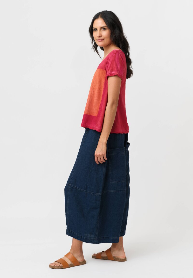 Gilda Midani Cotton Square Pattern Dyed Short Sleeve Monoprix Tee