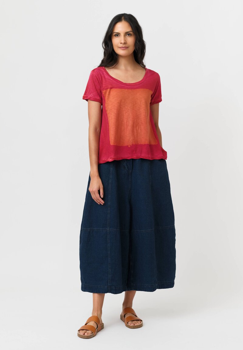 Gilda Midani Cotton Square Pattern Dyed Short Sleeve Monoprix Tee