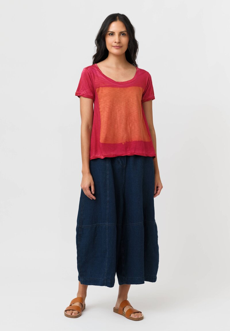 Gilda Midani Cotton Square Pattern Dyed Short Sleeve Monoprix Tee