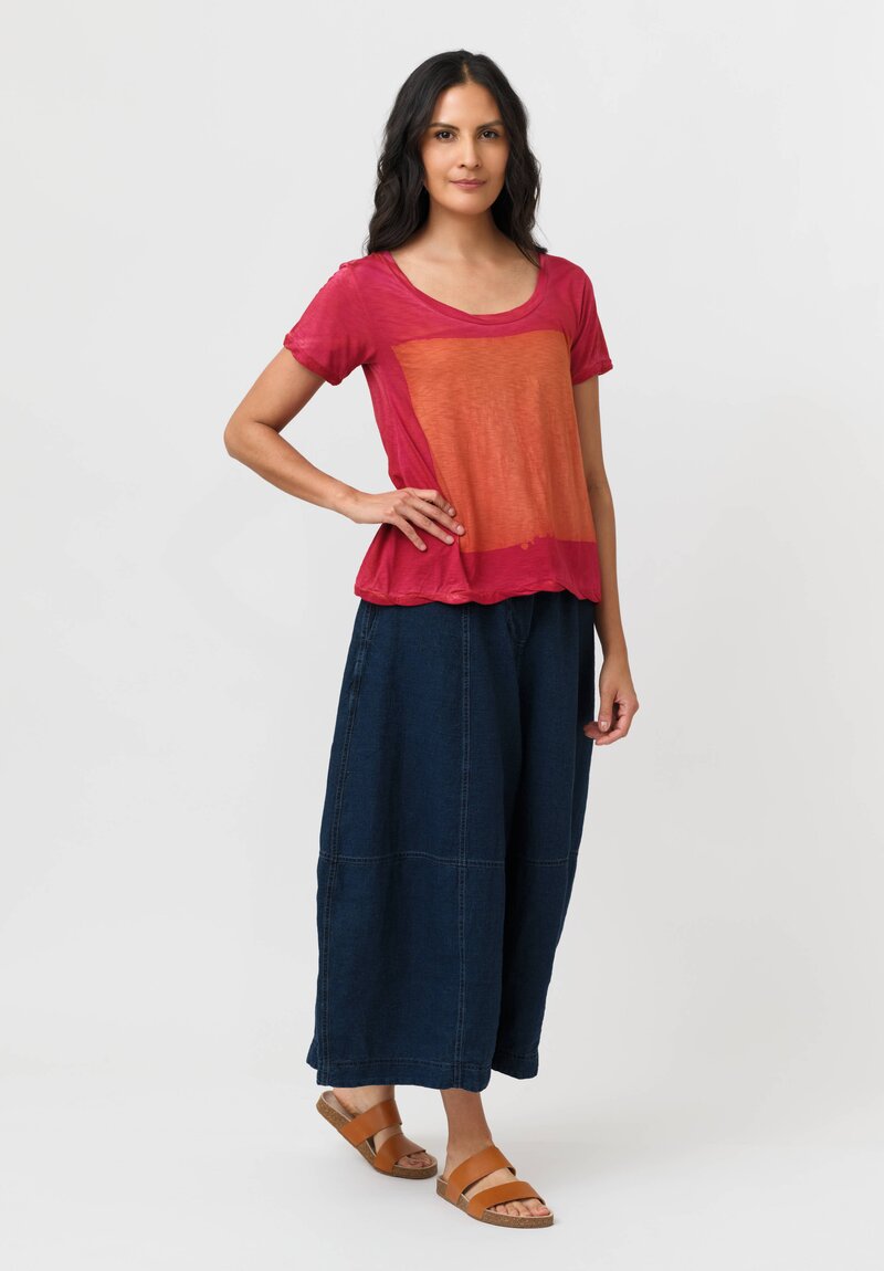 Gilda Midani Cotton Square Pattern Dyed Short Sleeve Monoprix Tee