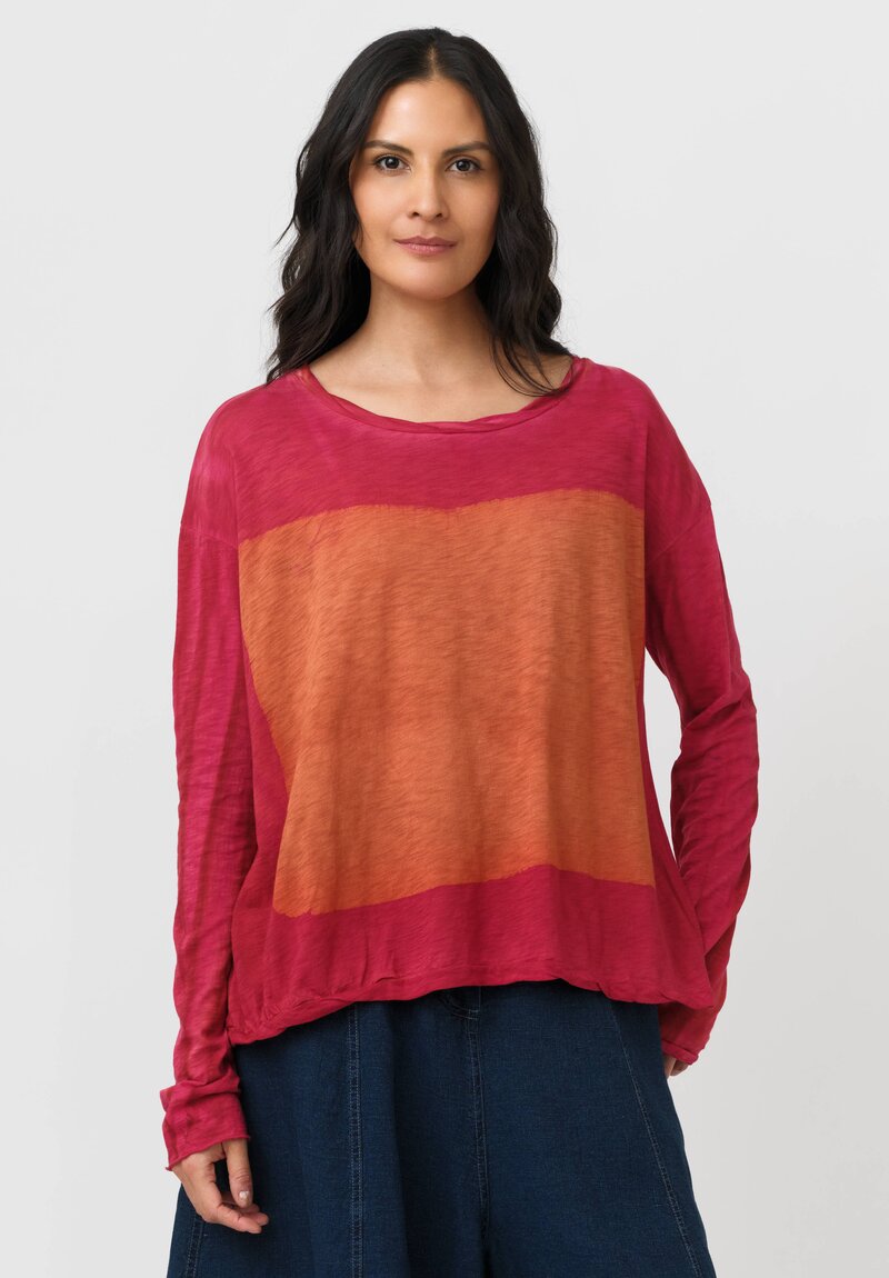 Gilda Midani Cotton Square Pattern Dyed Long Sleeve Trap Top