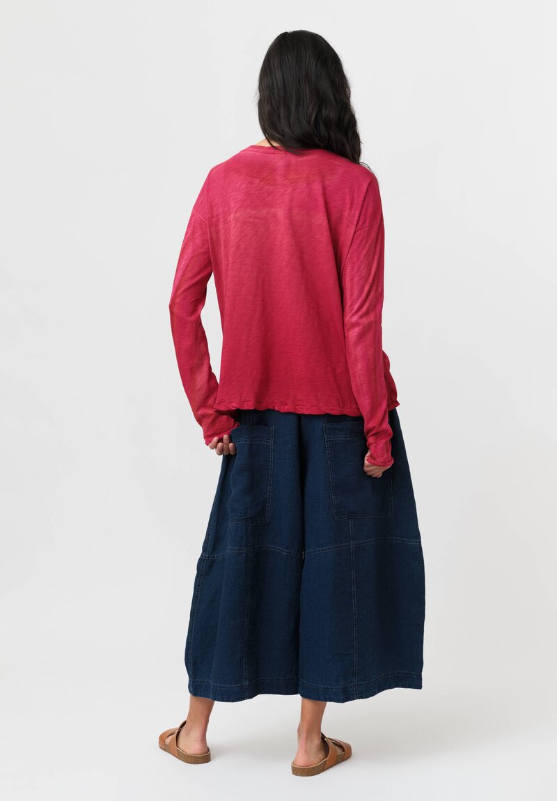Gilda Midani Cotton Square Pattern Dyed Long Sleeve Trap Top