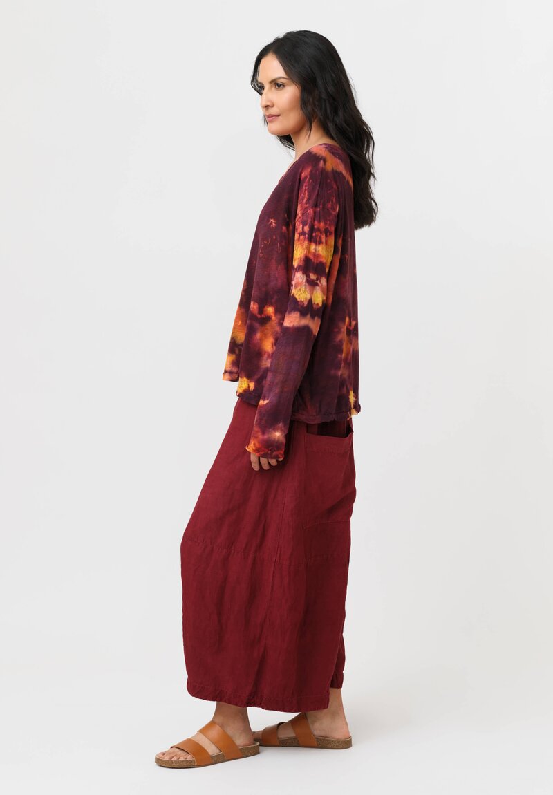 Gilda Midani Cotton Pattern Dyed Long Sleeve Trap Top