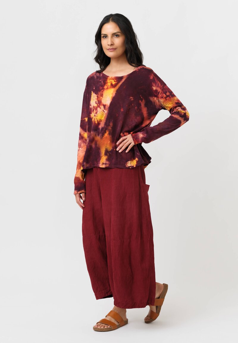 Gilda Midani Cotton Pattern Dyed Long Sleeve Trap Top