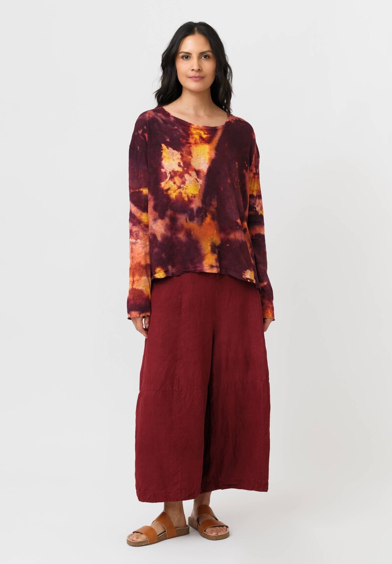Gilda Midani Cotton Pattern Dyed Long Sleeve Trap Top