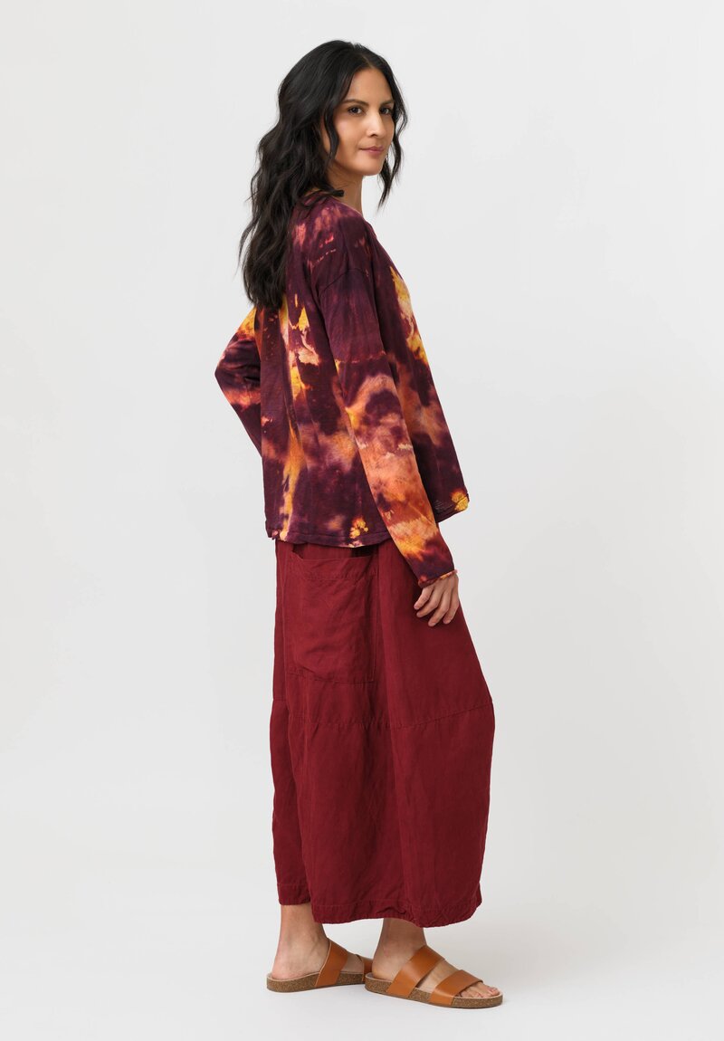 Gilda Midani Cotton Pattern Dyed Long Sleeve Trap Top