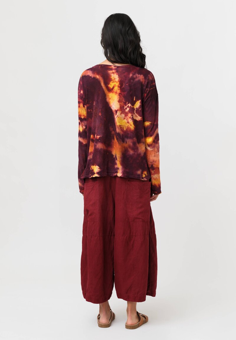 Gilda Midani Cotton Pattern Dyed Long Sleeve Trap Top