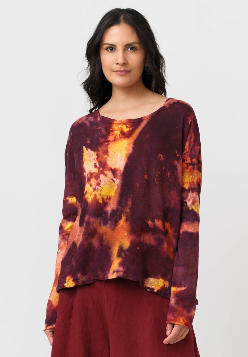 Gilda Midani Cotton Pattern Dyed Long Sleeve Trap Top