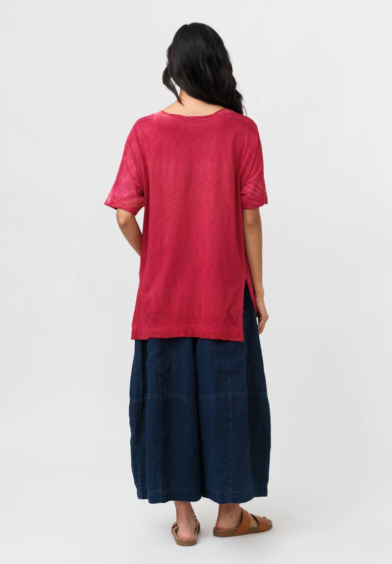 Gilda Midani Cotton Square Pattern Dyed Short Sleeve Super Top