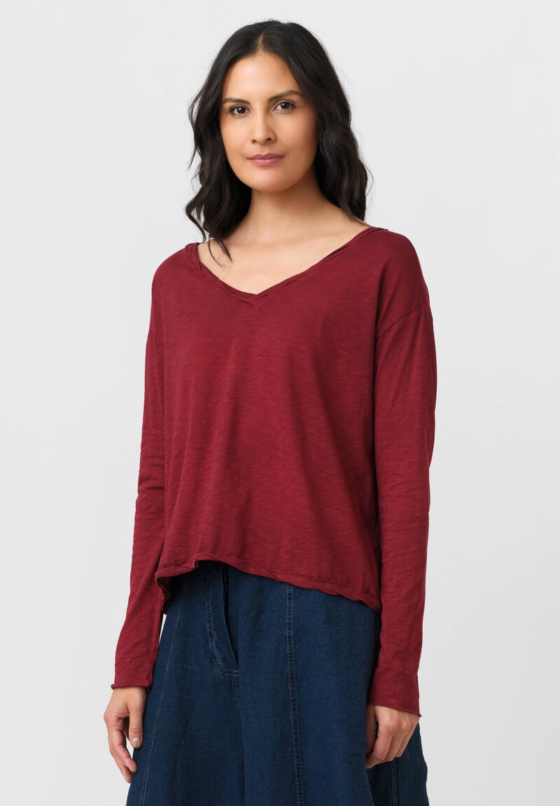 Gilda Midani Cotton Solid Dyed V-Neck Trap Top