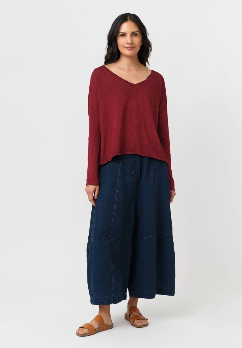 Gilda Midani Cotton Solid Dyed V-Neck Trap Top