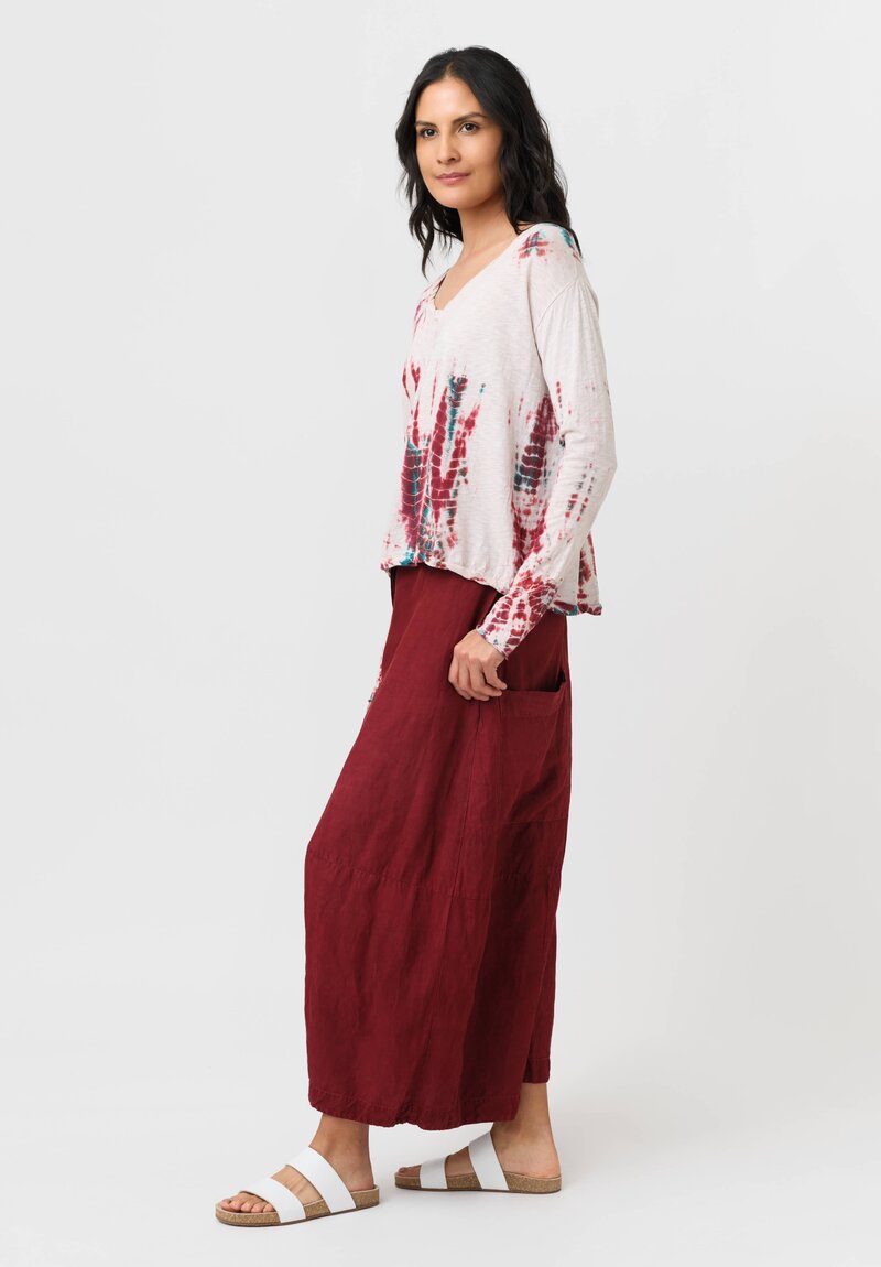 Gilda Midani Cotton Pattern-Dyed V-Neck Trap Top