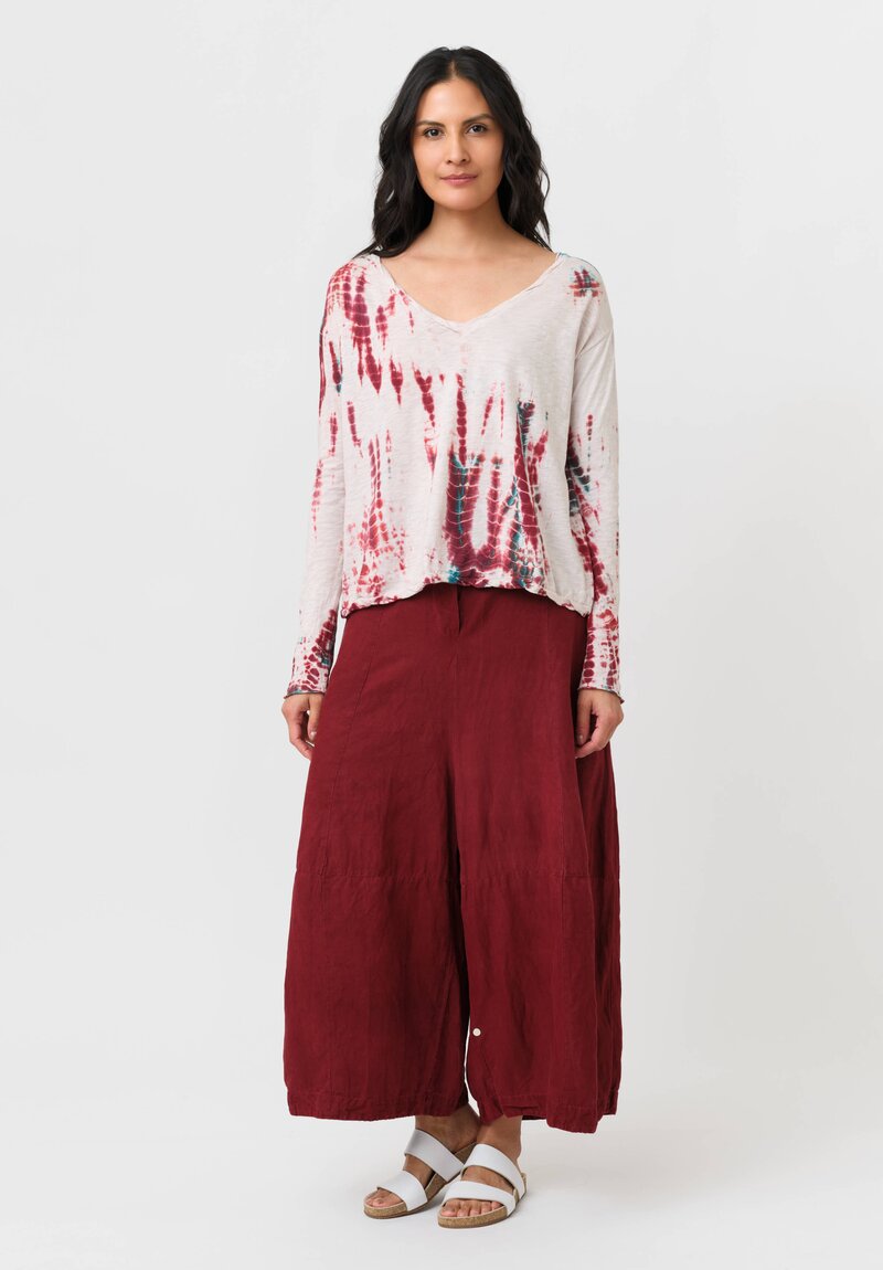 Gilda Midani Cotton Pattern-Dyed V-Neck Trap Top
