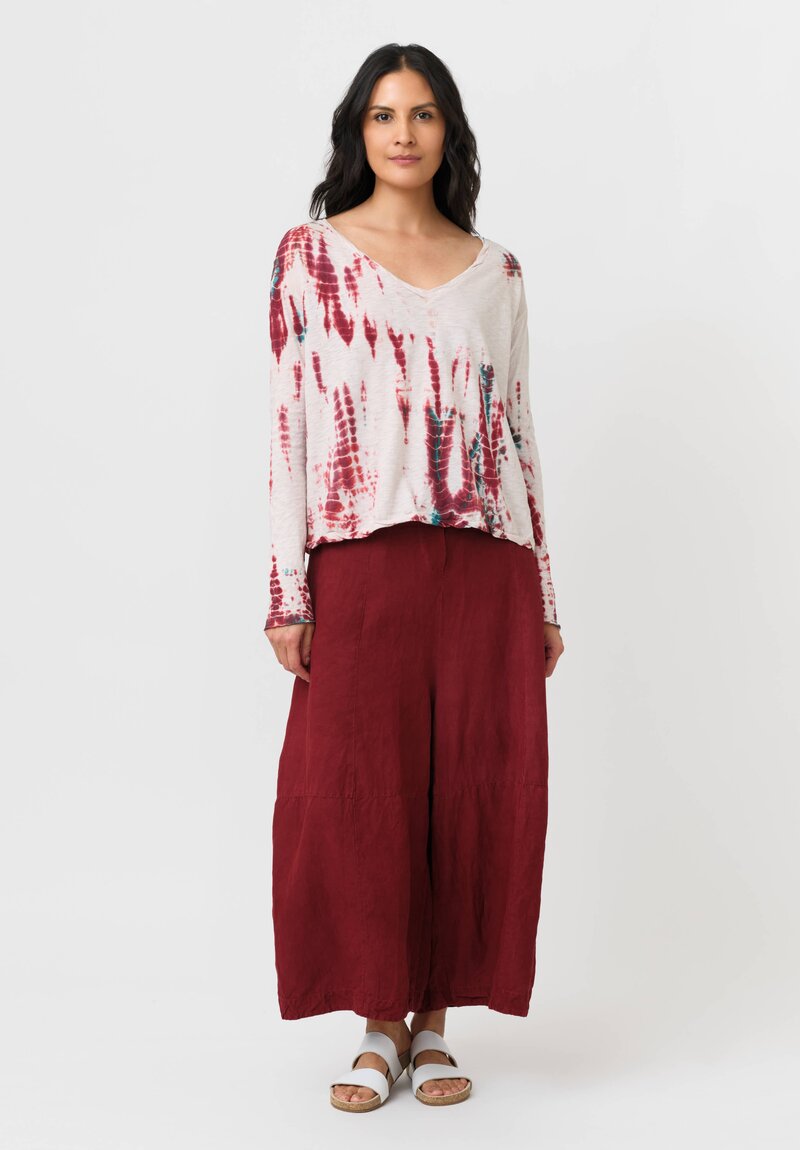 Gilda Midani Cotton Pattern-Dyed V-Neck Trap Top