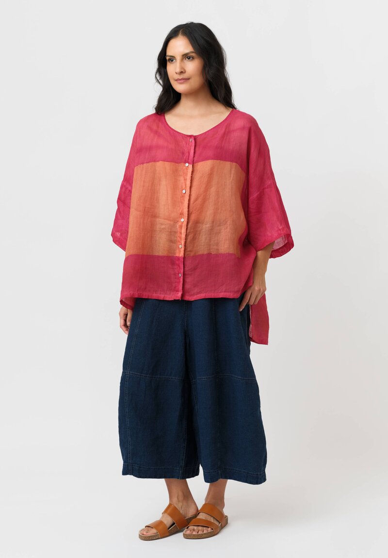 Gilda Midani Linen Square Pattern Dyed Super Shirt
