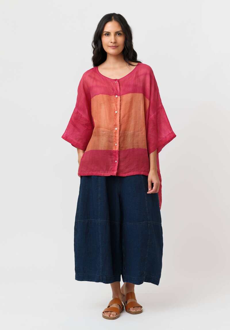 Gilda Midani Linen Square Pattern Dyed Super Shirt