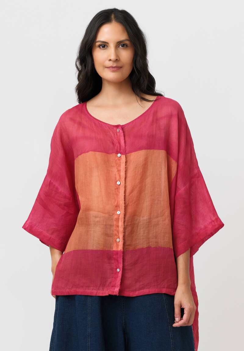 Gilda Midani Linen Square Pattern Dyed Super Shirt