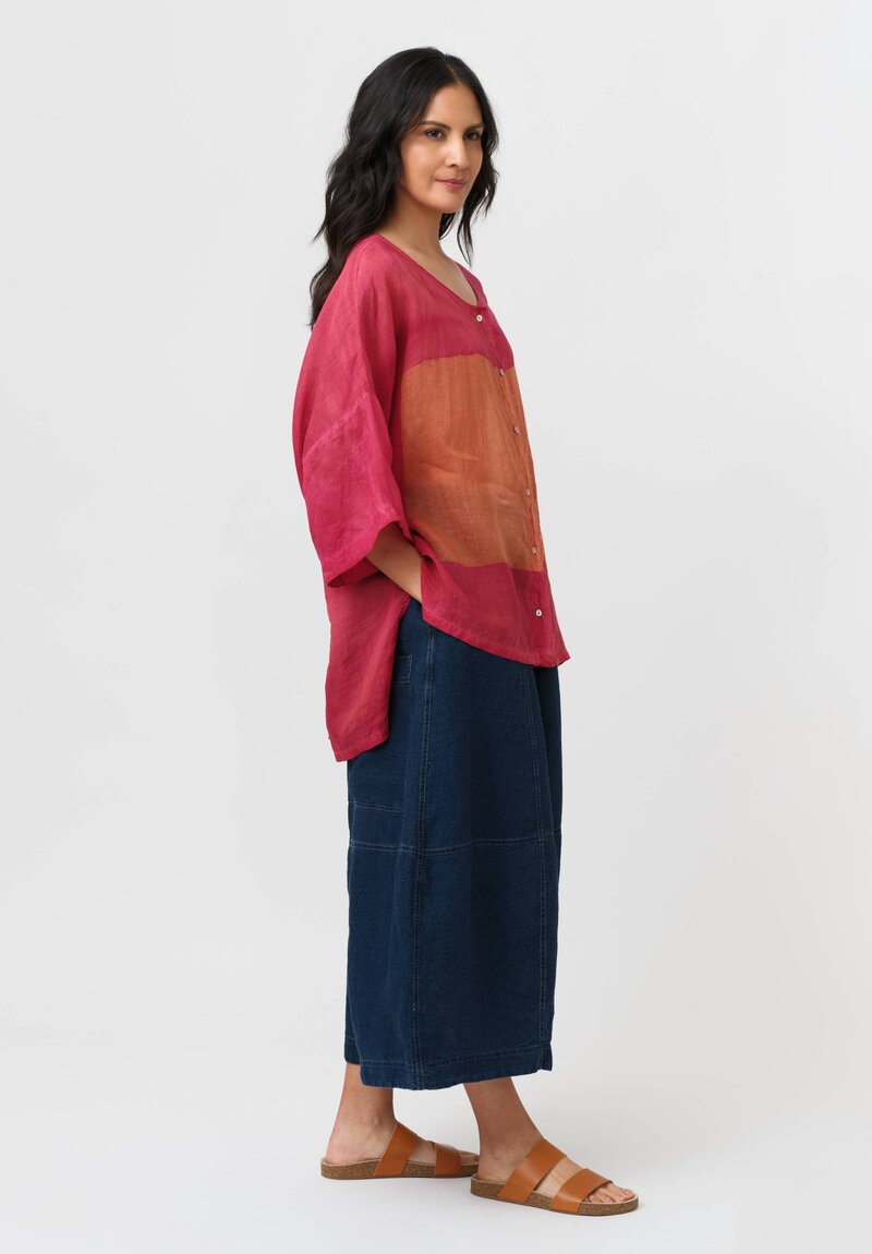 Gilda Midani Linen Square Pattern Dyed Super Shirt