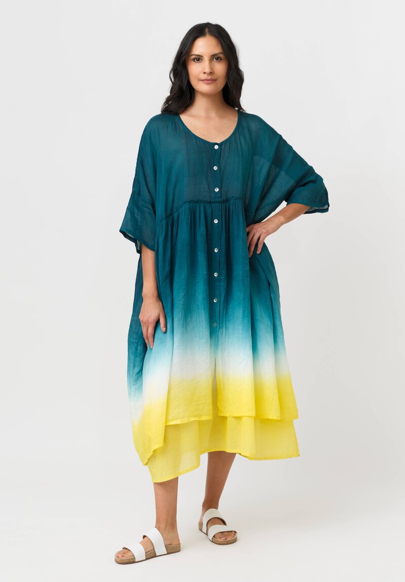 Gilda Midani Linen Organdy Pattern Dyed Over Dress