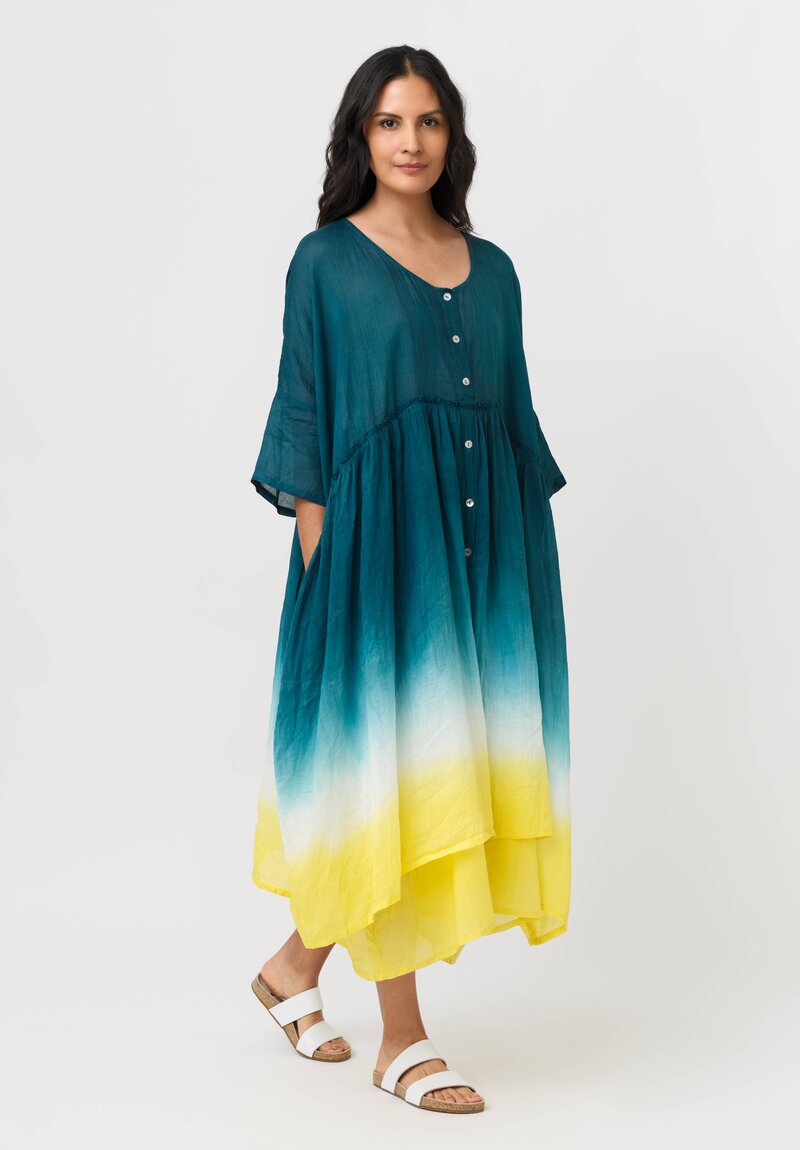 Gilda Midani Linen Organdy Pattern Dyed Over Dress