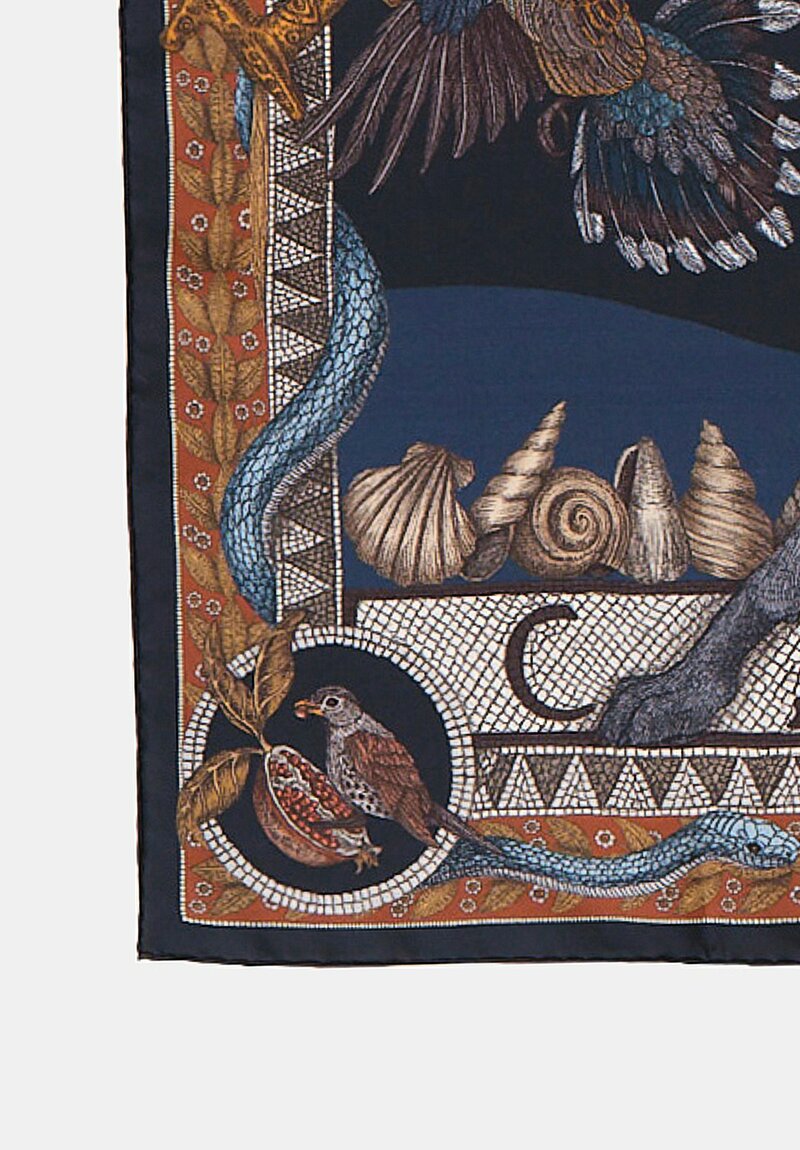 Sabina Savage Silk Twill Cave Canem Scarf in Water Ink