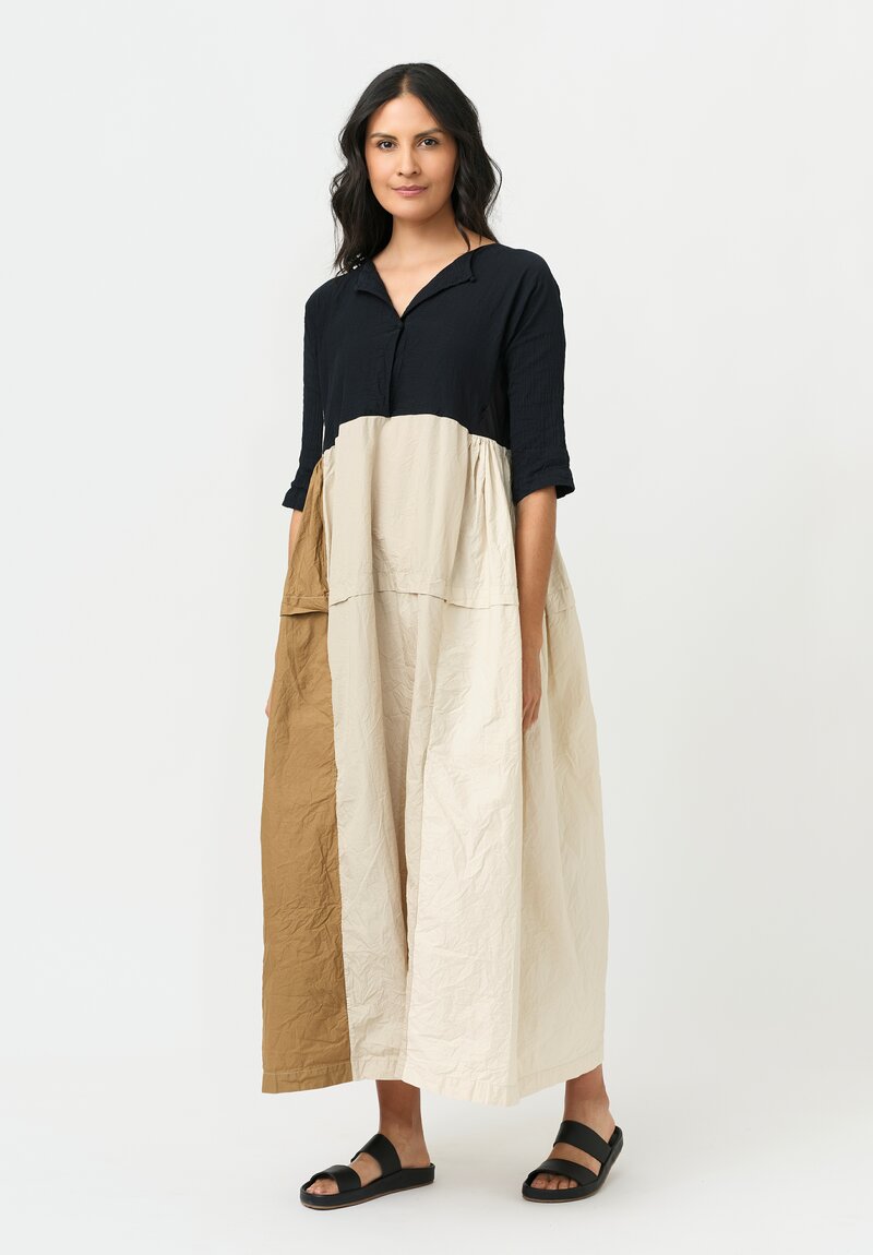 	Daniela Gregis Mixed Washed Cotton Panel Abito Nove Dress