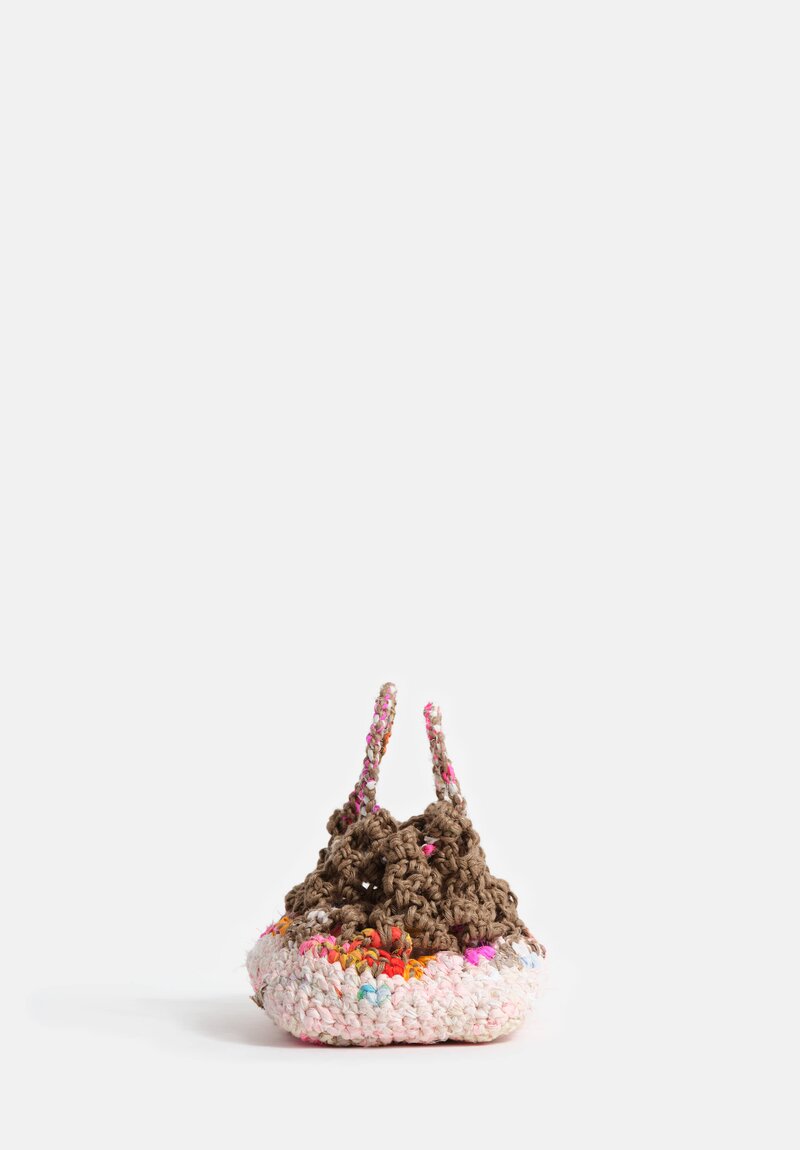 Daniela Gregis Linen Crocheted Basket Bag Mixed Pink + Natural