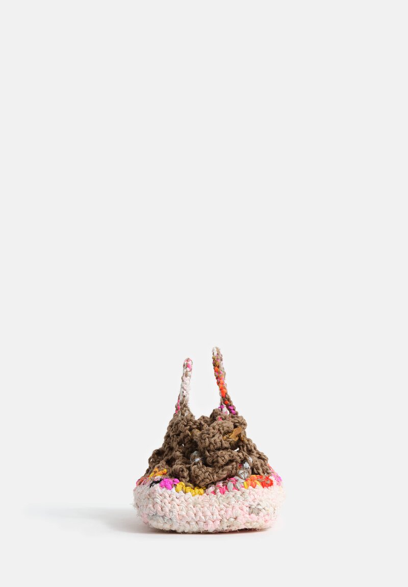 Daniela Gregis Linen Crocheted Basket Bag Mixed Pink + Natural