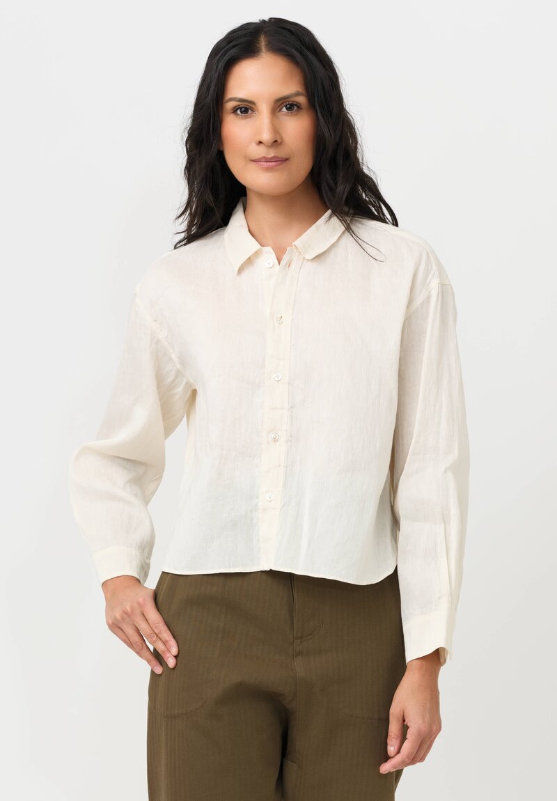 Cottle Hemp & Cotton "Sand Beach, New Wave" Short Shirt in Ecru Natural