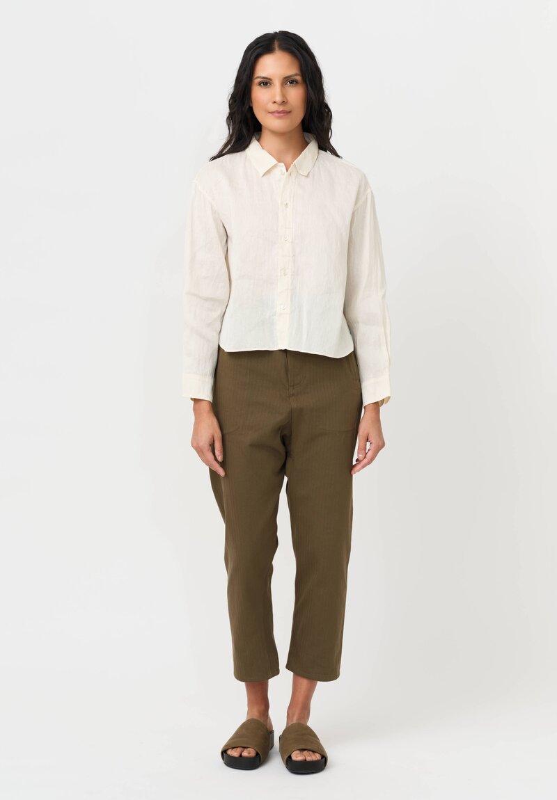 Cottle Hemp & Cotton "Sand Beach, New Wave" Short Shirt in Ecru Natural
