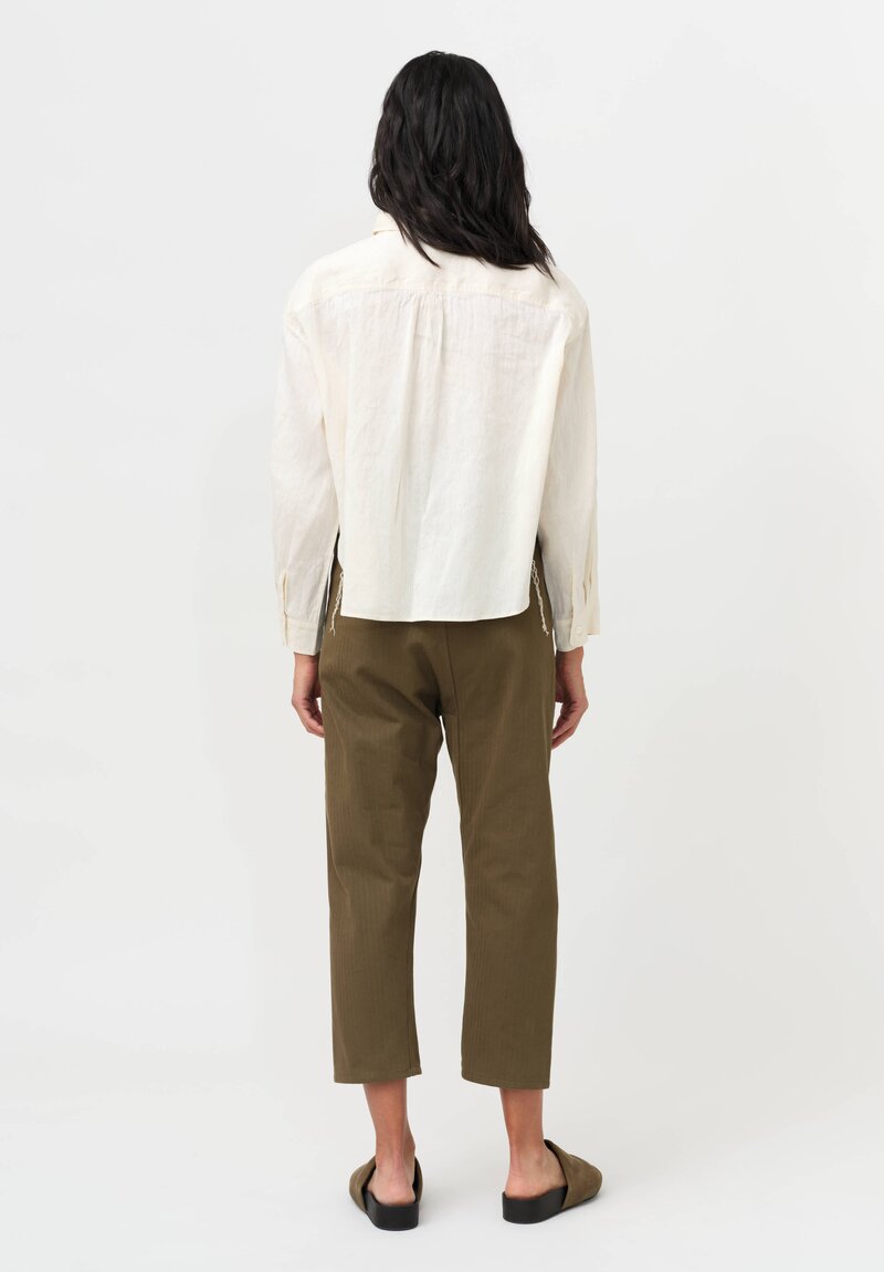 Cottle Hemp & Cotton "Sand Beach, New Wave" Short Shirt in Ecru Natural