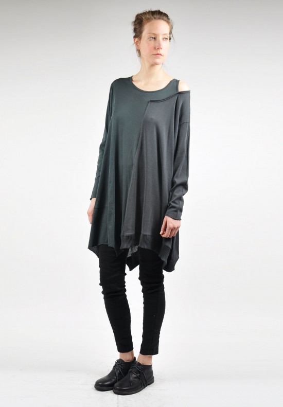 Rundholz Black Label Longsleeve Mesh and Knit Top in Tang | Santa Fe ...