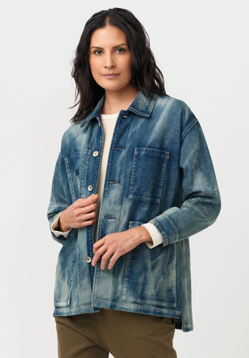 Cottle "Sand Beach, Champêtre Bouquet" Denim Coverall Jacket in Sun Fade Blue